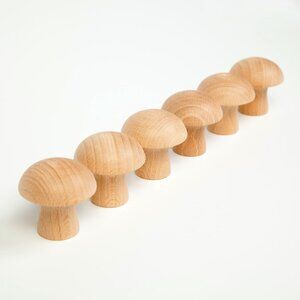 NWT Grapat Wooden Toys Natural Mushrooms Set of 6